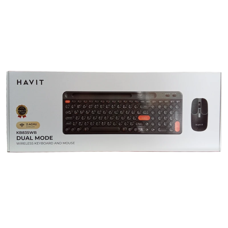 COMBO CLAVIER SOURIS HAVIT KB835W 2.4GHZ + BLUETOOTH + RECHARCHABLE