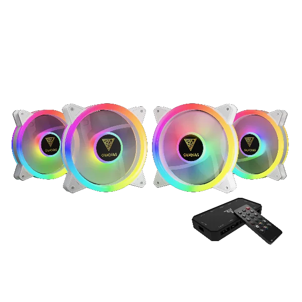 PACK FANS X4 GAMDIAS AEOLUS M2-1204R WHITE  AVEC CONTROLEUR