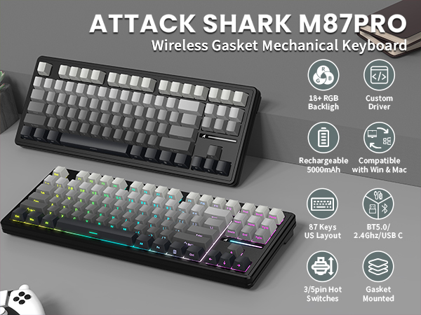 CLAVIER ATTACK SHARK M87 PRO  MECANIQUE WIRELESS