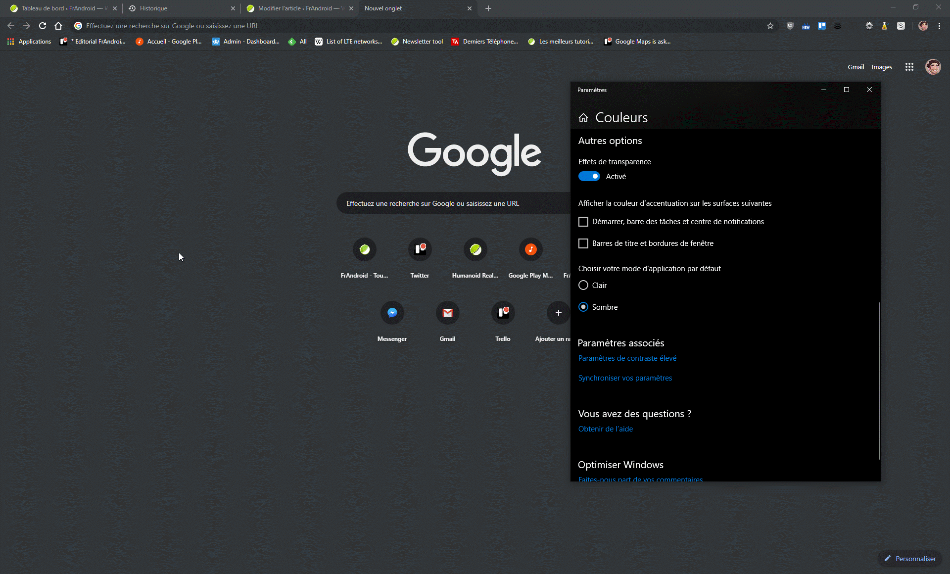 Google Chrome mode sombre